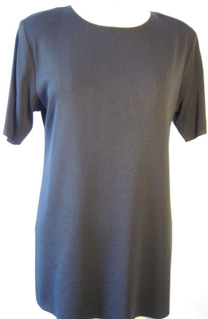 Exclusively Misook Black Rayon & Acrylic Knit Short Sleeve Tunic Top 