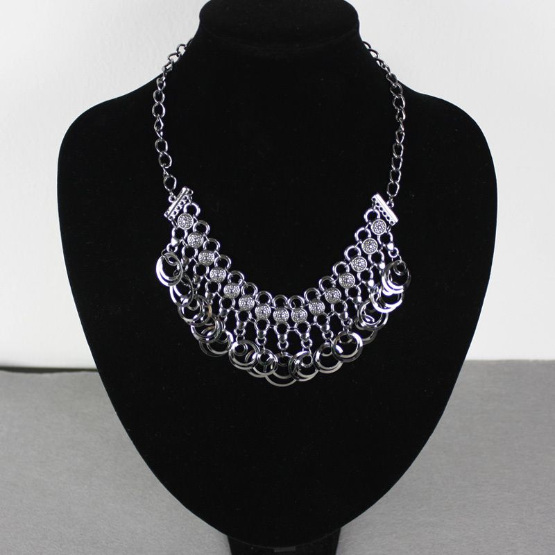 GUNMETAL CIRCLE RING BIB NECKLACE (NL212)  