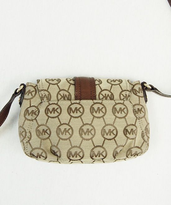 Michael Kors Monogram Jacquard Charlton Crossbody Messenger Beige 