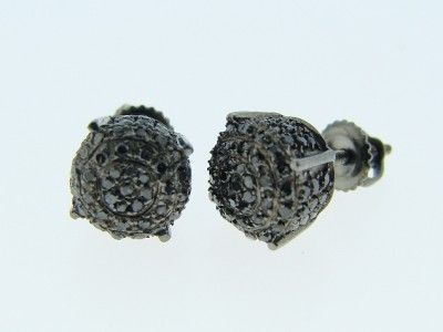 4PRONG 3D BLACK ROUND 7 MM DIAMOND STUD EARRINGS 0.8 CT  