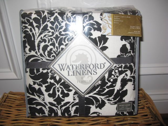 Waterford SHEFFIELD 3P Black King Duvet Cover Shams Set  