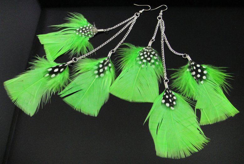   Stylish Handmade Long Natural Feather Earrings 34a 1 C1020  