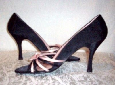 NEW GUESS BLACK AND PINK STRAPPY OPEN TOE PUMPS~8.5  