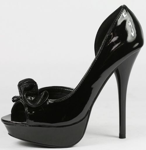 Black Patent Open Toe Platform Stiletto Heel Pump 10 us  