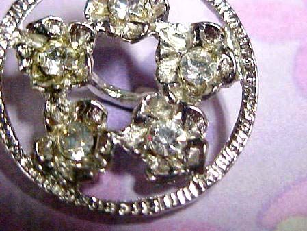 Vintage 1 RHINESTONE flower couture BUTTONS HIPPIE BIG  