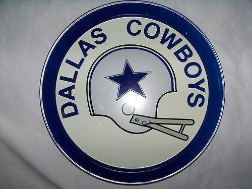 NOS Dallas Cowboys Round Metal Serving Tray Vintage on PopScreen