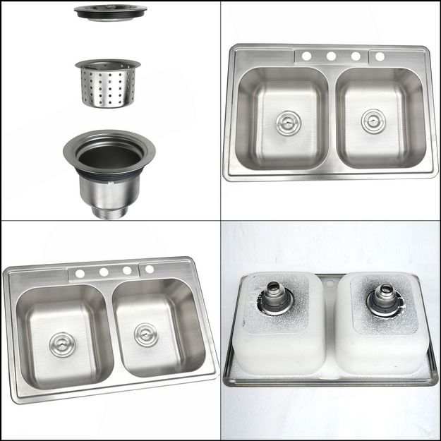    18 Gauge Durable Stainless Steel Double Bowl Top Mount Kitchen Sink