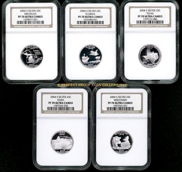 NGC PF70 UC 2004 S SILVER STATE QUARTER SET PF 70  