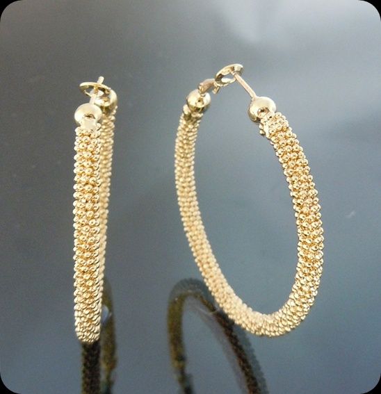 Glam Designer Inspired Rough Textured Hoop Earrings 4mm  