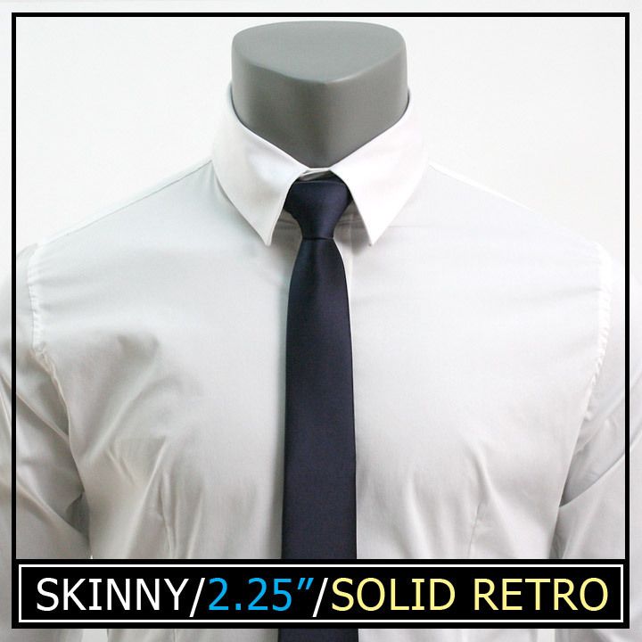 MENS NEW SKINNY SLIM SOLID COLOR RETRO NECK TIES 2.25  