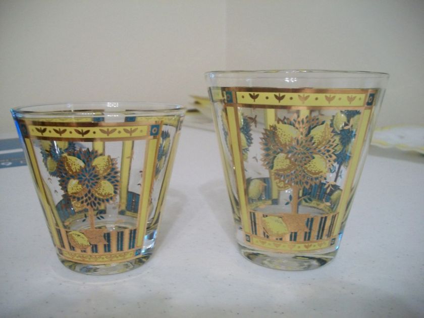 Georges Briard Lemon Tree Set of 8 Tumblers/Glasses  