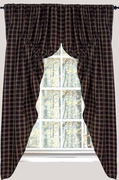 Prairie Curtains CAMBRIDGE PLAID Window Treatment NEW  