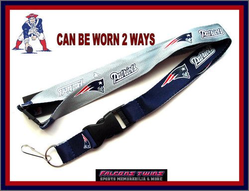 NEW ENGLAND PATRIOTS REVERSIBLE LANYARD 2 SIDE KEYCHAIN  