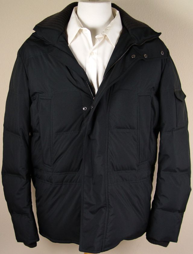   JACKET $3725 BLACK CASHMERE GOOSE DOWN STORM SYSTEM COAT Lg 52e NEW