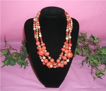 Jay King Mine Finds Jasper & Coral Beads Triple Strand Necklace New 