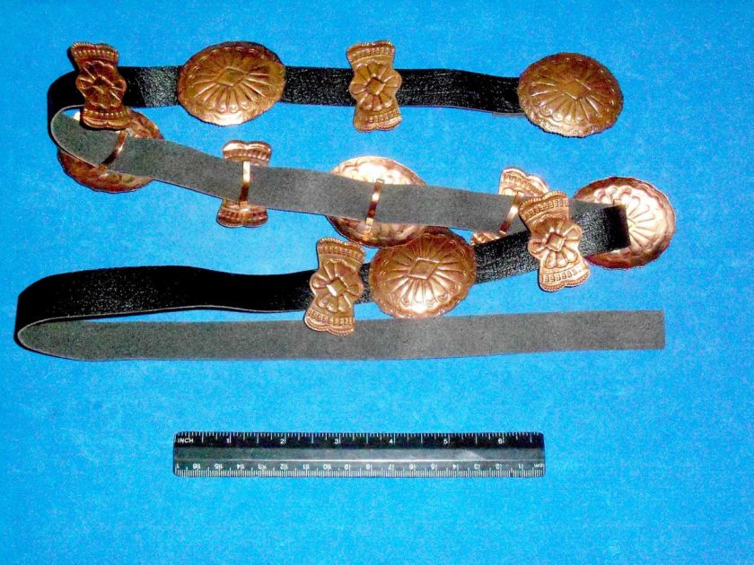 Southwest Copper Concho Belt, 6 large conchos, 6 small conchos, belt 