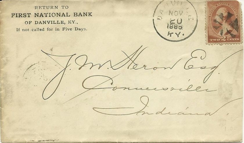 1885 First National Bank of Danville Kentucky cover  