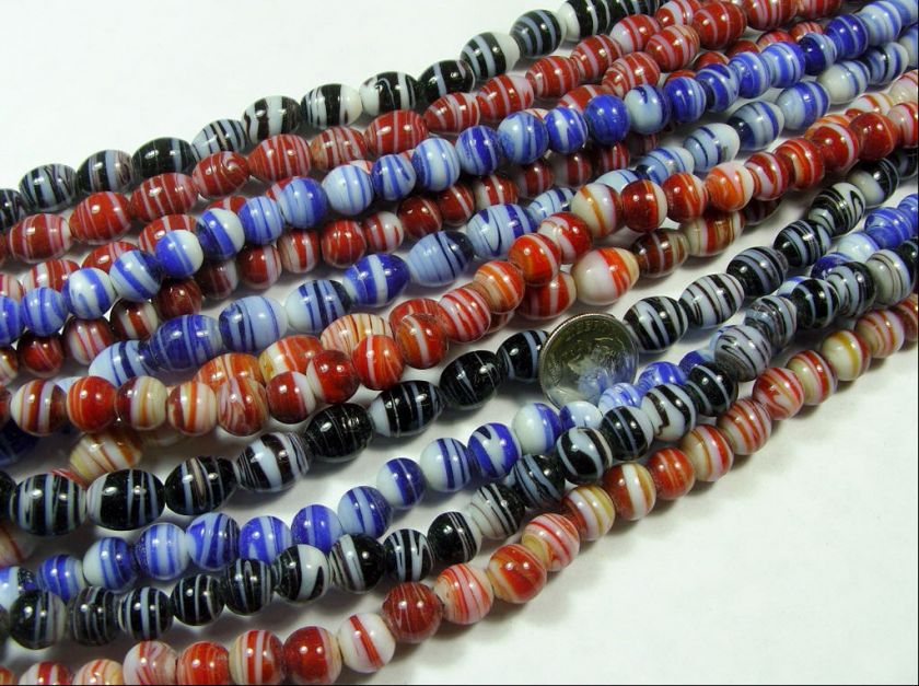 12 STRANDS 16 LAMPWORK SWIRL GLASS BEADS LOT (BD 149)  