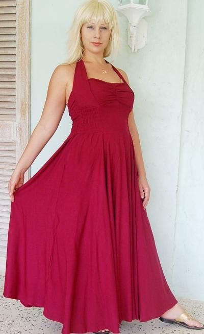 G516 CRANBERRY/DRESS HALTER MADE 2 ORDER 3X 4X 5X  