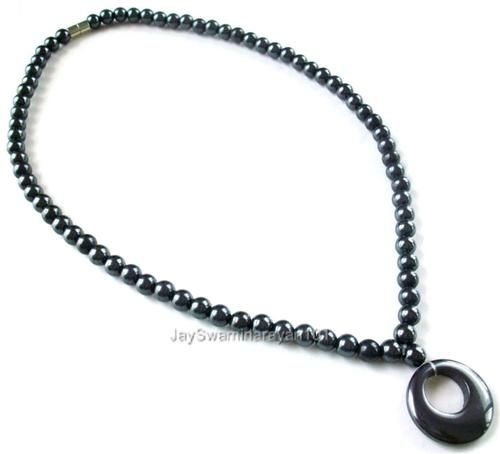 Magnetic Hematite Necklace Circle Pendant Surfer 18  