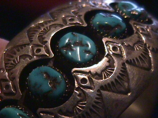 Native American bracelet silver turquoise dead pawn PB  