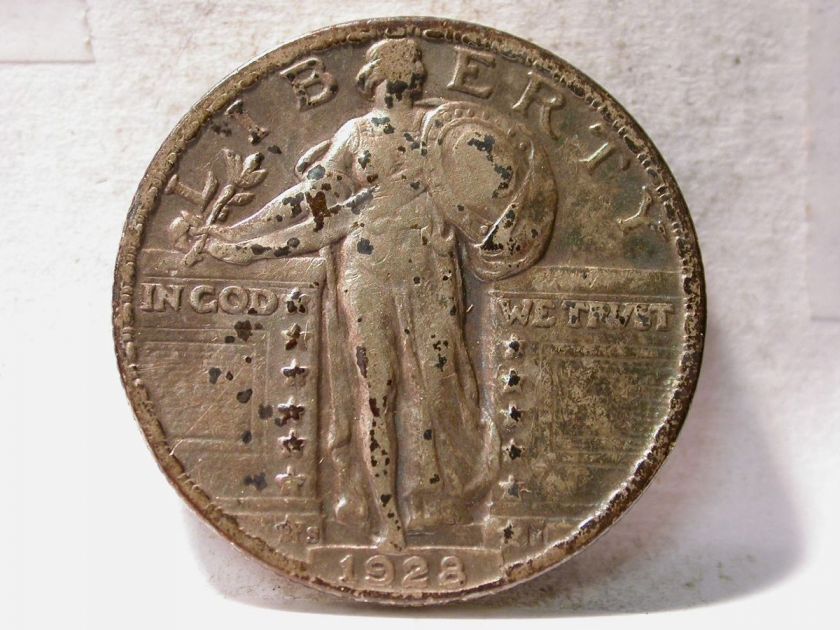 1928 S XF STANDING LIBERTY 25c QUARTER ID#Y570  