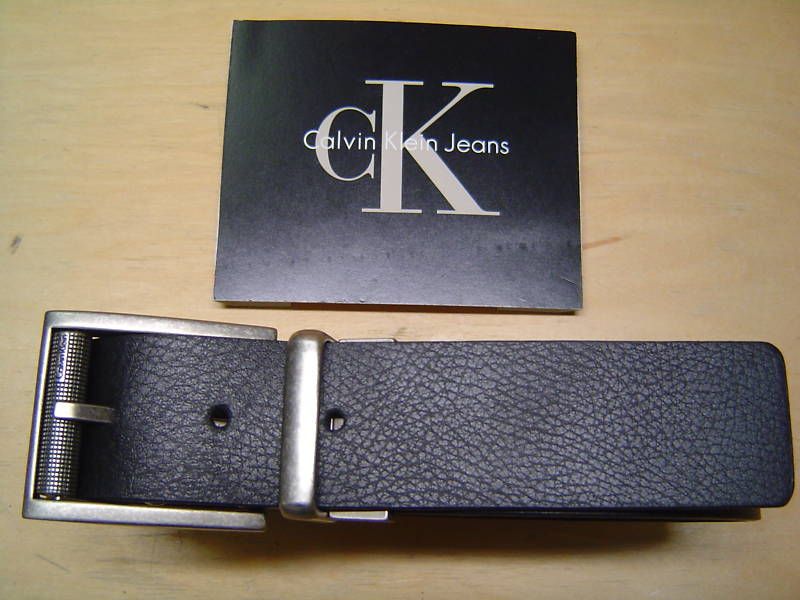 CALVIN KLEIN REVERSIBLE BELT ANTIQUE NICKEL ROLLER BUCK  