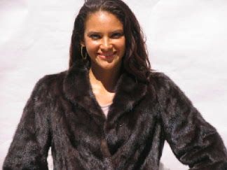 STYLISH RANCH MINK SECTION FUR COAT FURS size6 #3933  