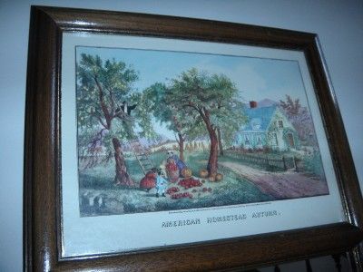 CURRIER & IVES AMERICAN HOMESTEAD AUTUMN PRINT & MIRROR  