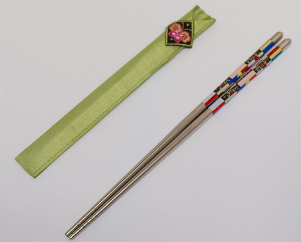 Pair Korean Traditonal Stainless Steel Chopsticks cov  