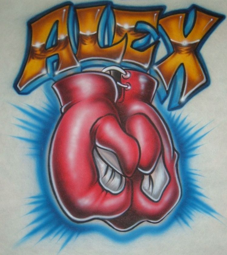 Airbrush Boxing Gloves With Personalized Name T shirt  