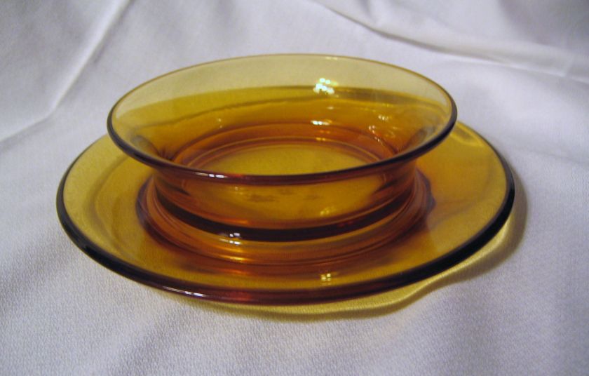 vintage amber glass decorative fruit serving bowl plate table top 