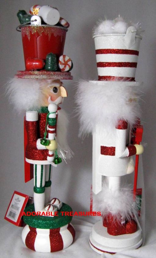 2011 KURT ADLER 2 ASSORTED WOODEN NUTCRACKERS SNOWBALL & CANDY BUCKET 