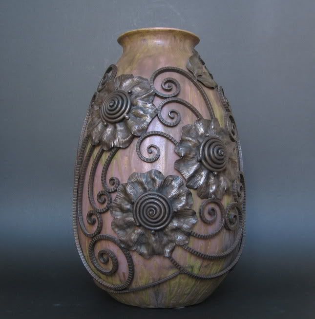 AUBRY and CARION art deco vase Bouffioulx Belgium  