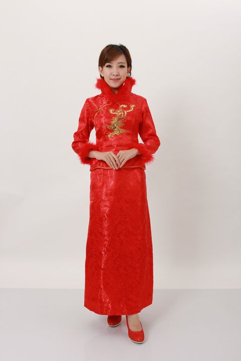 The traditional Chinese womens wedding dress/cheongsam/dress  