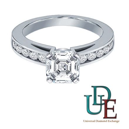 50ct H SI2 Asscher Diamond Engagement Ring Certified  