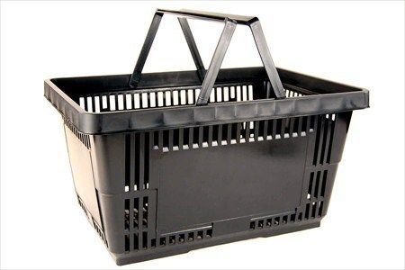 PLASTIC GROCERY STORE SHOPPING BASKET  BLACK  ECO / ENVIRONMENTALLY 