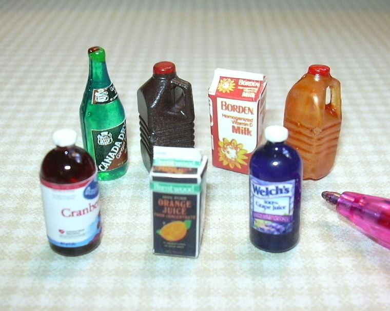 Miniature Beverage/Drink Assortment (7) #2 DOLLHOUSE  