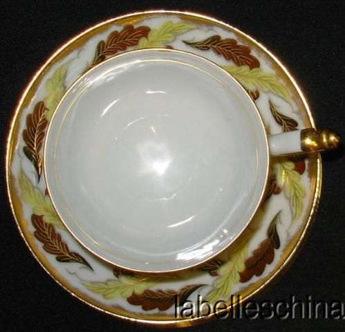 Shafford Japan HP Pedestal Teacup and Saucer gilt wear  