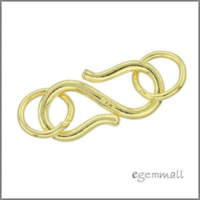   Real Gold Over Sterling Silver S Hook Clasp 16mm Jump Ring 7mm #51656