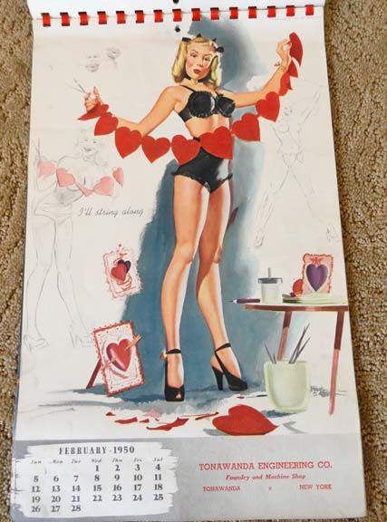 1950 Original Pin Up Calendar By Elliott  