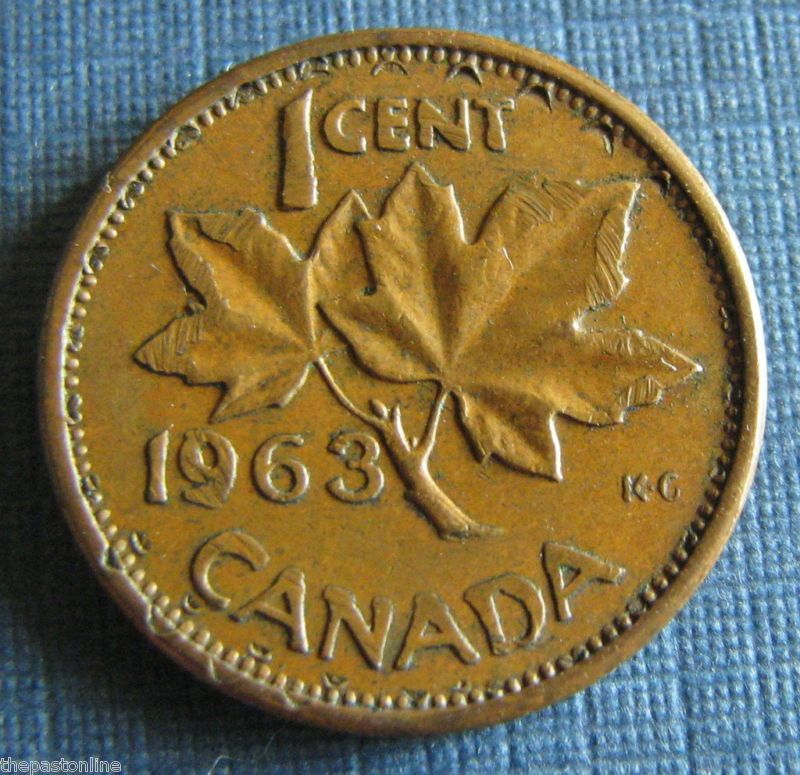 1963 1 Cent Canada Coin Rare Error   