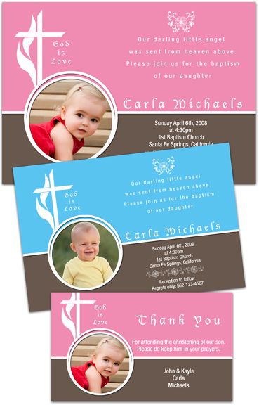 Christening Invitations & Thank You Card PSD Templates  