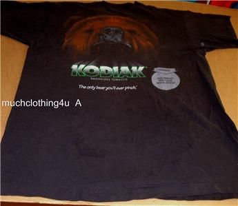 vtg KODIAK smokeless CHEWING chew TOBACCO shirt 2 sided GRIZZLY bear 