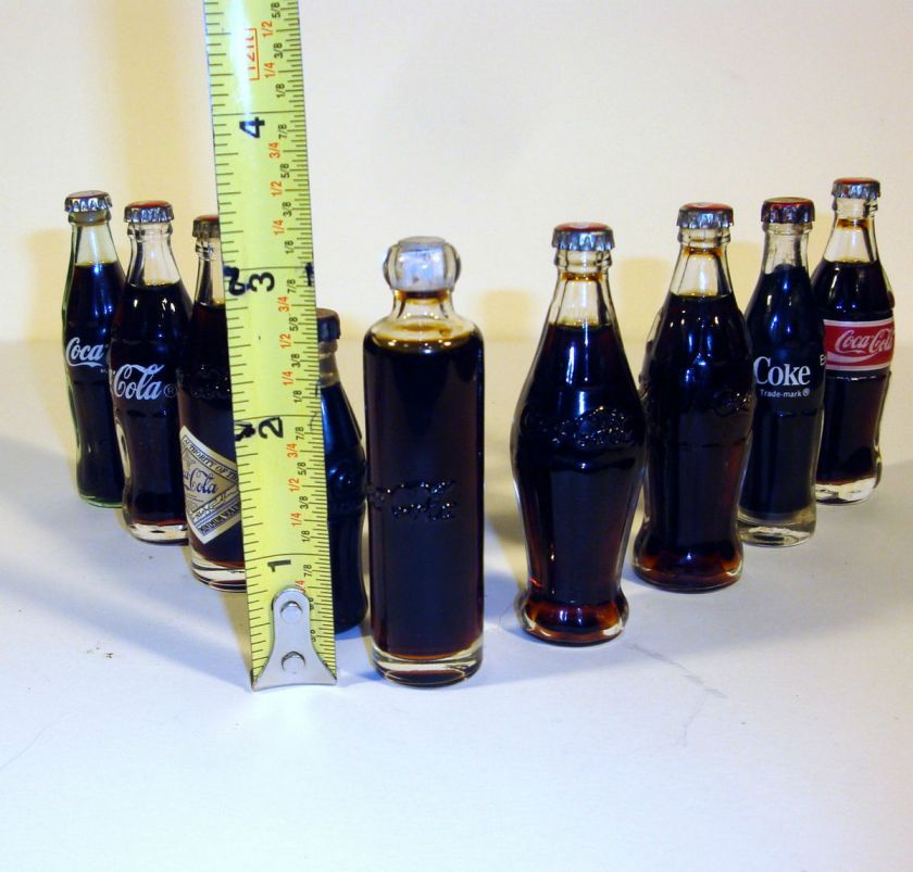   of 9 mixed Vintage Style Miniature Coca Cola Glass Bottles Ships Fast