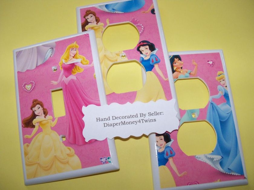   PRINCESS   MEDIUM PINK   KIDS ROOM   CUSTOM MADE SWITCHPLATE COVERS