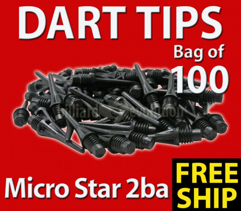 100 Black Micro Star 2ba Soft Tip Replacement Dart Tips  