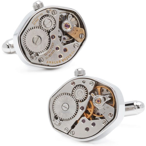 Silver Authentic Watch Movement Cufflinks Cuff Links  