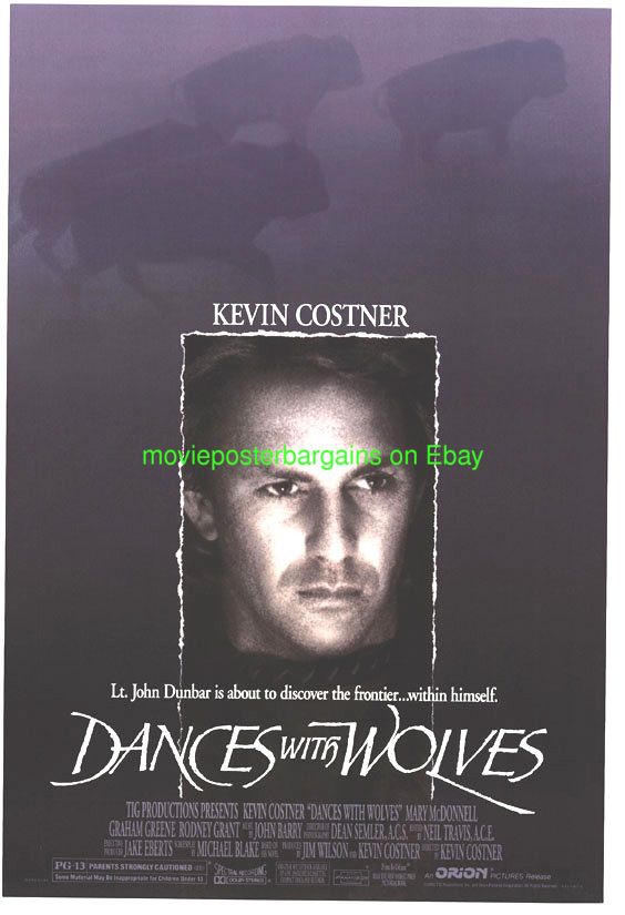 DANCES WITH WOLVES MOVIE POSTER 2 SIDED KEVIN COSTNER  