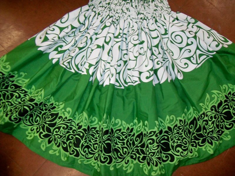 GREEN HAWAIIAN PAU PAU HULA POLYNESIAN DANCE SKIRT  